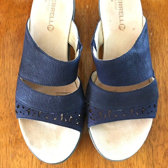 Merrell Sandals Sz 9 Select Fresh Air Cushion Sandals in Navy Blue Leather. - Picture 3 of 5